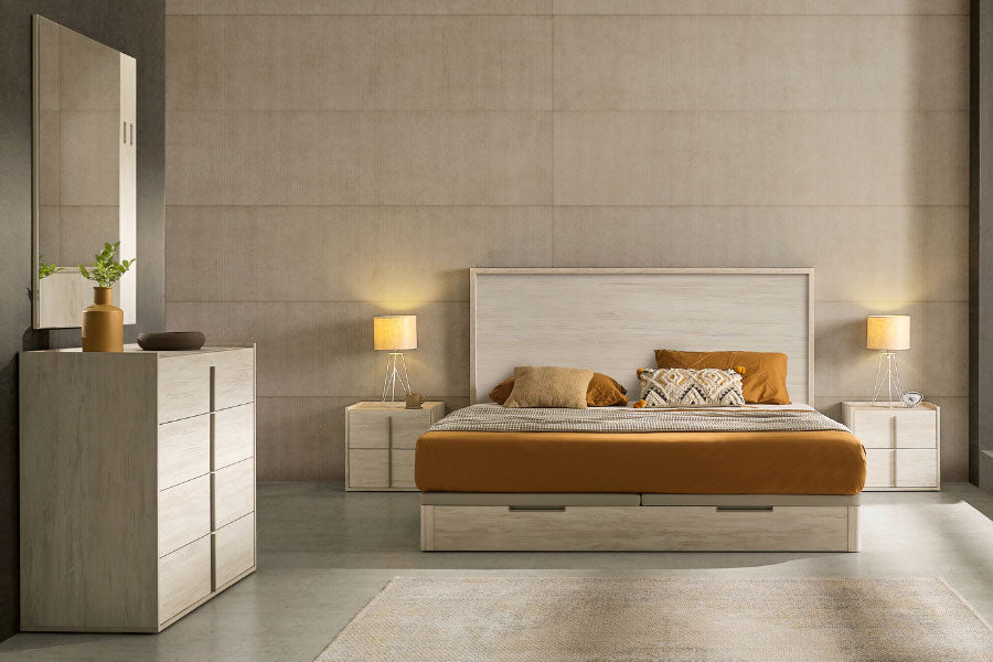 Imagen de  canapé Vissuto Confort en dormitorio moderno con tonalidades otoñales