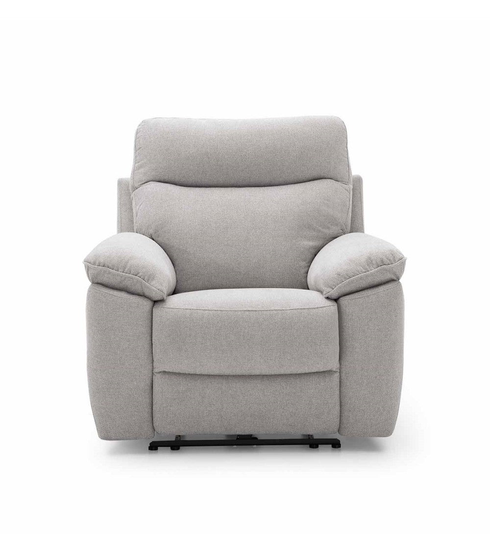Sillón relax eléctrico Vissuto Kenia tapizado en tela gris visto de frente