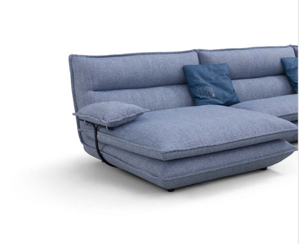 Sofá Vissuto Altro 6 azul gris con chaise longue reclinable