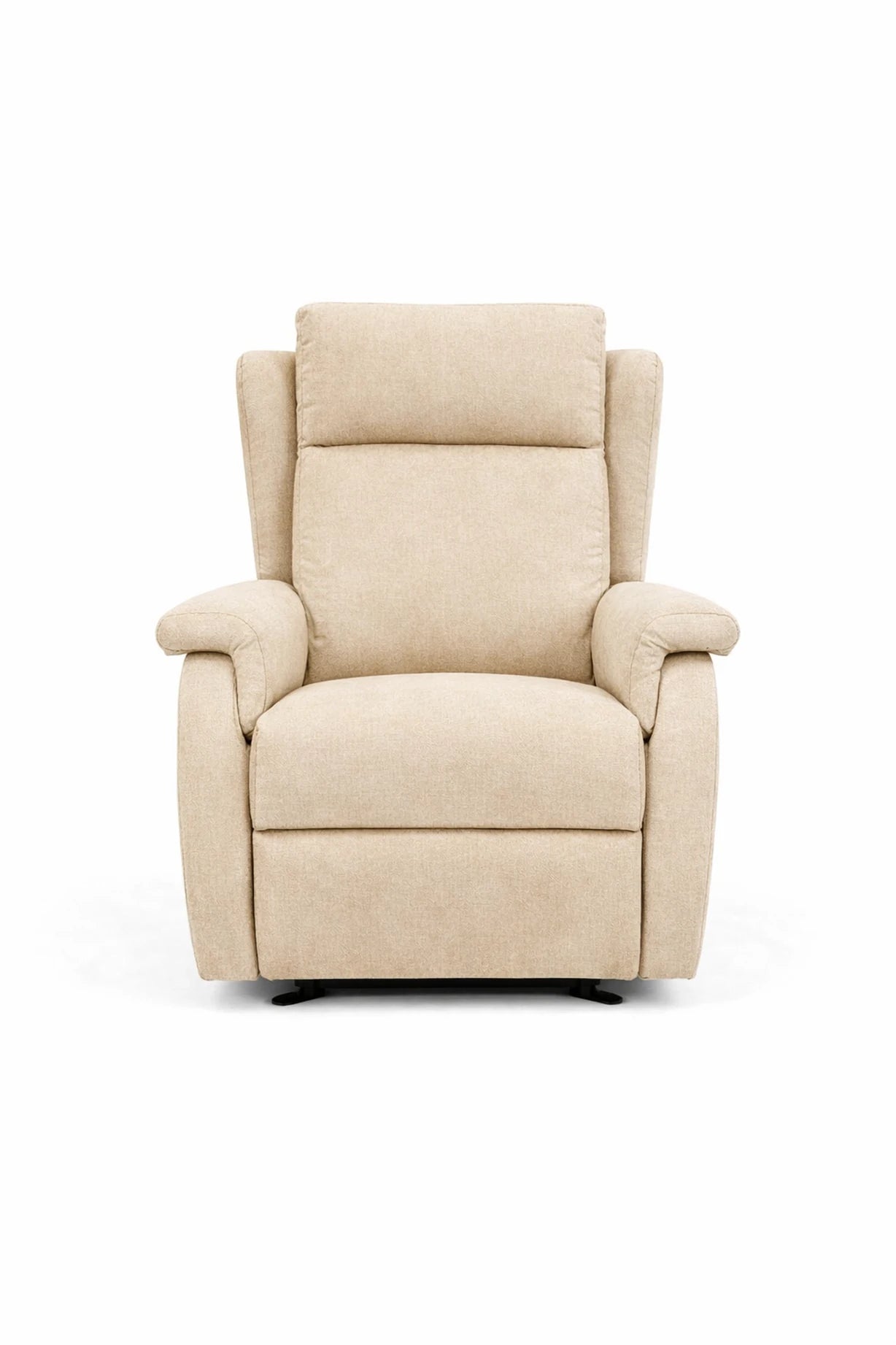 Sillón relax eléctrico Vissuto Katya tapizado en tela beige visto de frente