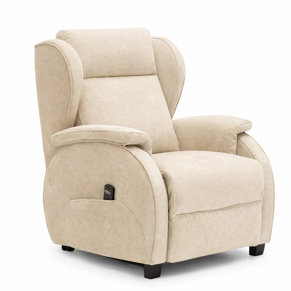 Sillón relax eléctrico Lemur tapizado en tela beige