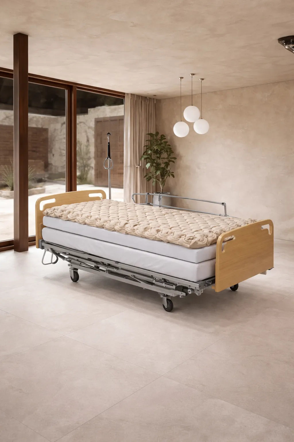 Cama geriátrica moderna optimizada.