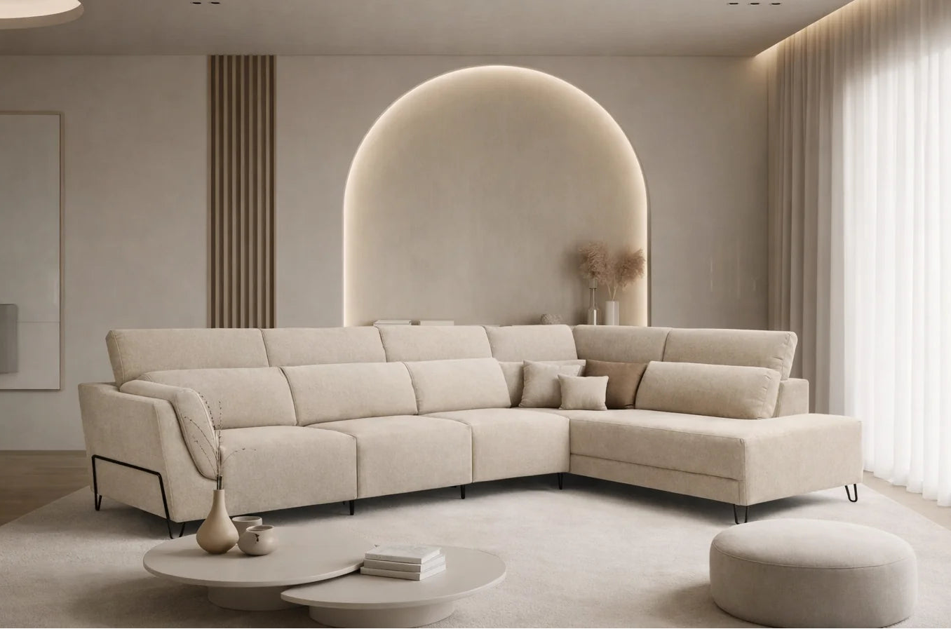 Sofá  Chaise longue extraible Vissuto Vega.